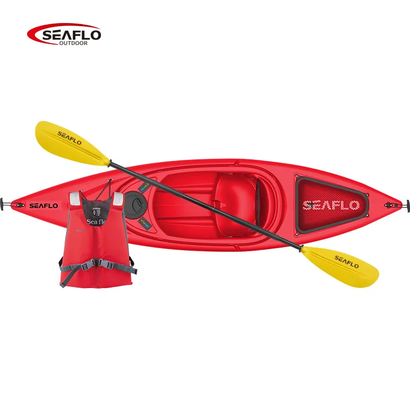 SEAFLO factory wholesale ocean blow molded 1 person sit in sea kayak canoe solo cheap plastic sport fishing kayak for sale