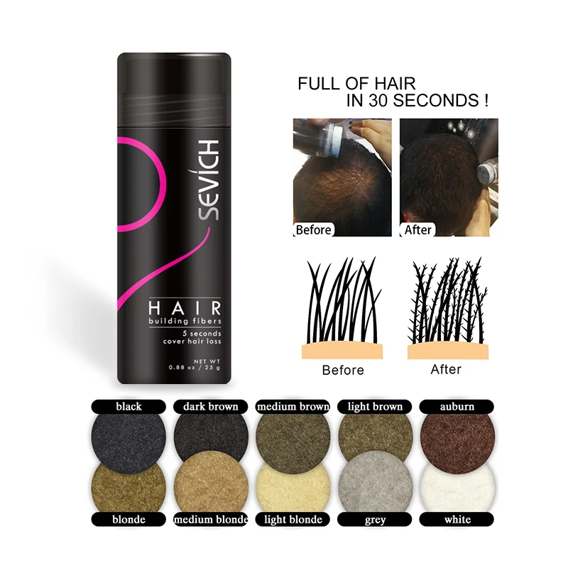 Private label thick fiber keratin hair building fiber powder hair fiber for men