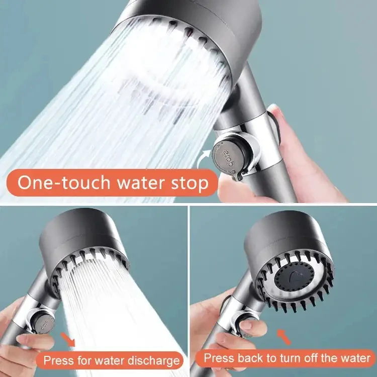 Powerful Pressurized Hand Shower, Negative Ion Filter Spray Shower Head, Massage Bathroom Shower Head Chrome Ceramic