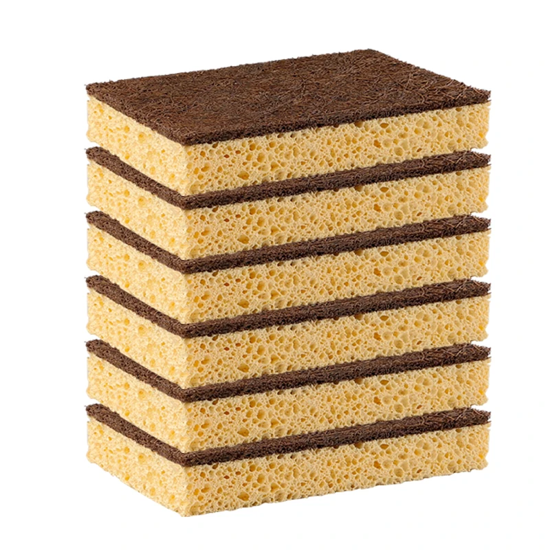 coconut husk fiber natural wood pulp biodegradable cellulose dish clean kitchen sponge