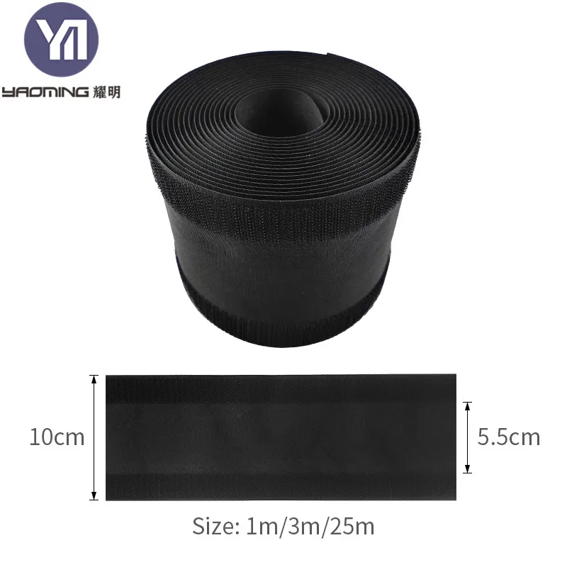 Customized Indoor Durable Reusable Soft Hook and Loop Carpet Cable Sleeve Cover Strip Wide Tape Rolls Hook 6 Inch Zipper Tape
