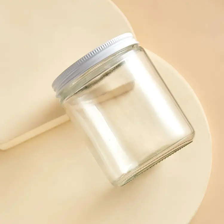 Wide Mouth White Metal Lid 4 oz 120ml Frosted Storage Containers Straight Sided Glass Jars 16oz