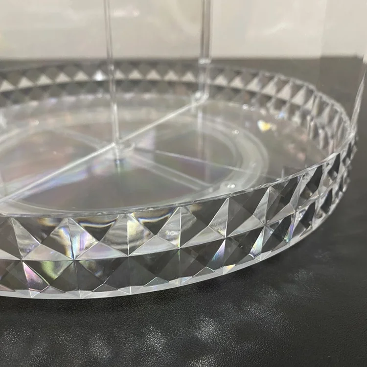 Diamond Design 360  Rotatable Transparent Adjustable Multifunctional Large Capacity Cosmetic Acrylic Storage Box
