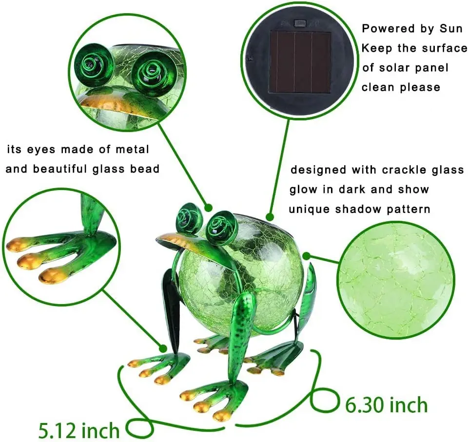 Waterproof LED Frog Solar Garden Lantern Lights Outdoor Decorative Tabletop Lanterns Lamp for Yard Patio Table Decor
