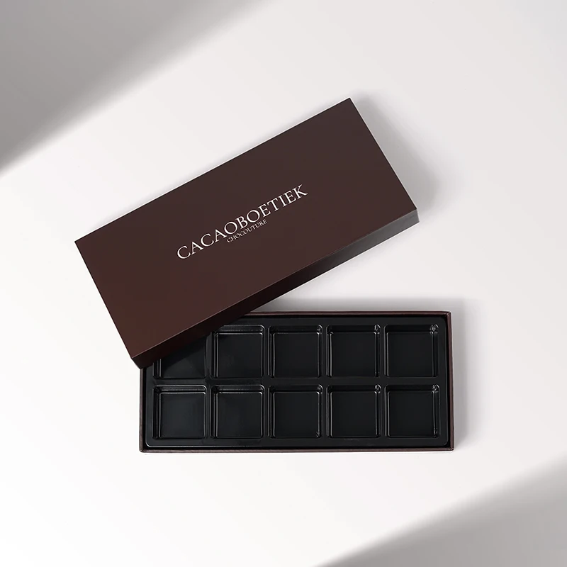 Custom Logo Premium Food Chocolates Packaging Box for 10 pcs bonbons Candy Sweet Gift Packing Chocolate Bar Paper Box