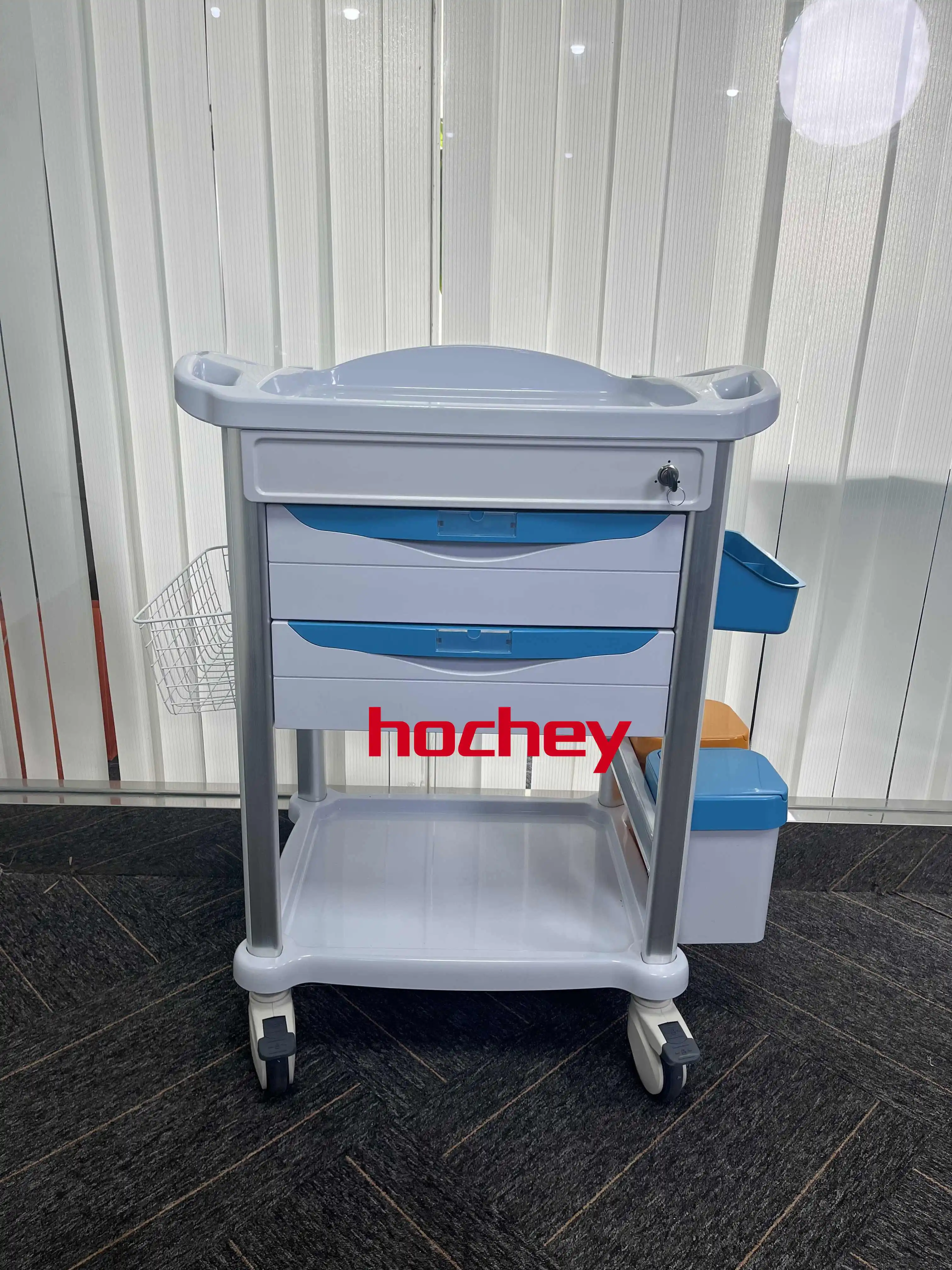 MT MEDICAL Emergency Mobile Trolley Cart ABS Plastic Hospital Furniture with Drawers for Clinics and Hospitals