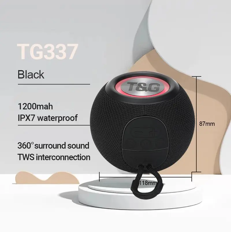 Outdoor Bass LED Light Wireless Speaker Party Portable Mini Smart Stereo Speakers TG337