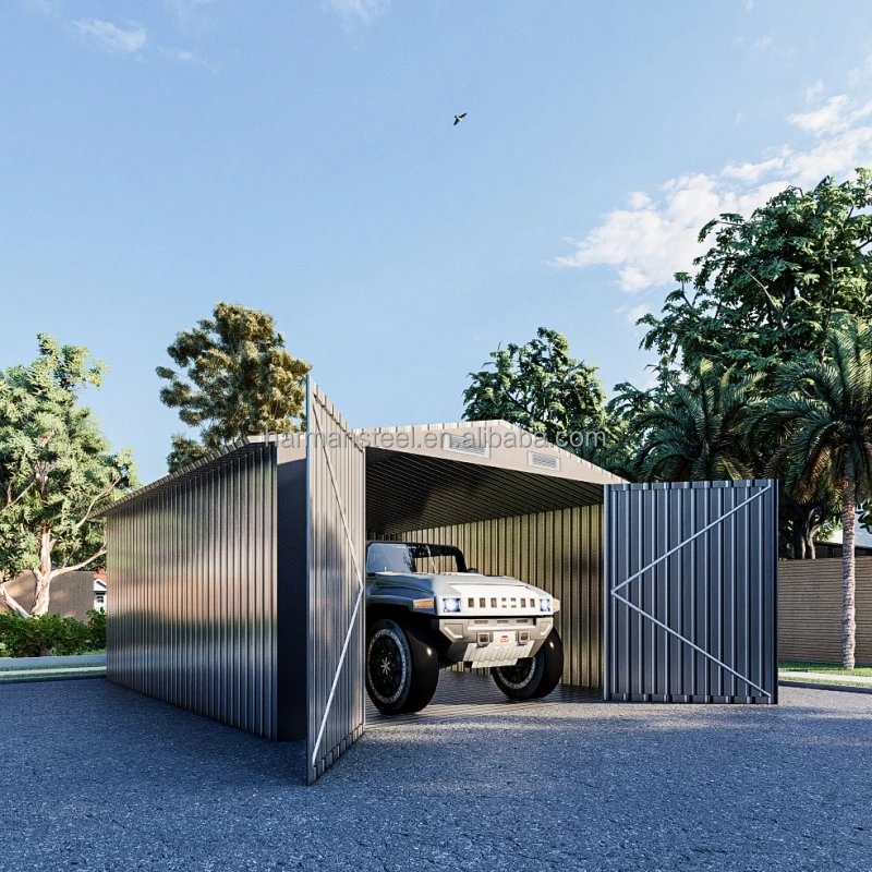 Outdoor Shed House with Open-Door Metal Storage Garden Shed for Tools Gear Car Truck Bike Lawnmower