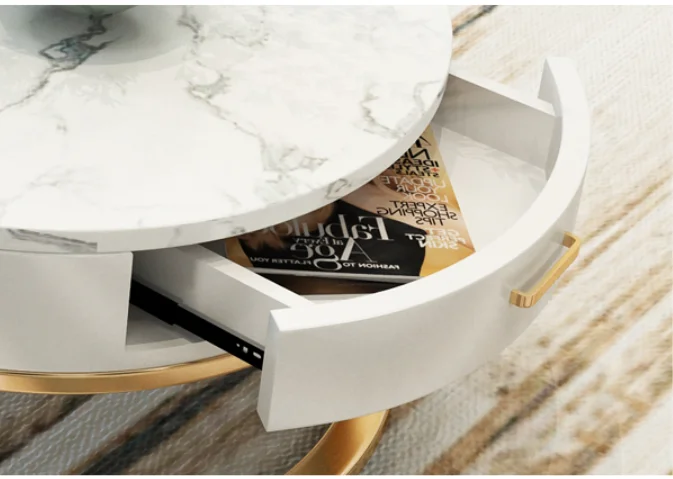 Nordic Modern Home Decorative Metal Sofa Side Center Round Circle End Table Luxury Glass Coffee Table