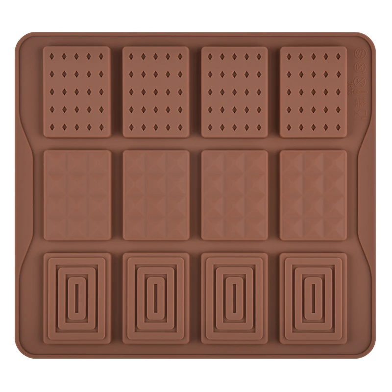 12 Cavity Rectangular Silicone Chocolate Moulds Non Stick Baking Mold Kitchen Tools Food Grade Silicone Molds for Chocolate