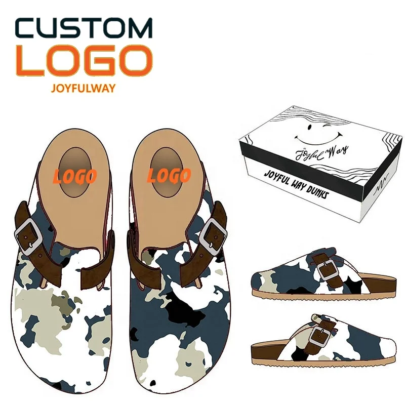 Leather custom Cork Suede Designer Slides custom logo slides  Autumn Winter Loafers Shoes Classic Tan Brown Black Fashion Luxury