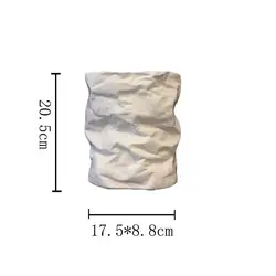 Vase Wrinkled Paper Bag Vase Low Temperature Ceramic Flower Pot For Ornaments Home Garden Tabletop White Vases Jarrones