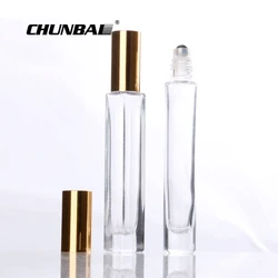 hot custom 3ml 5ml mini fancy Crystal rectangle perfume empty roll on oil containers clear roll on bottle