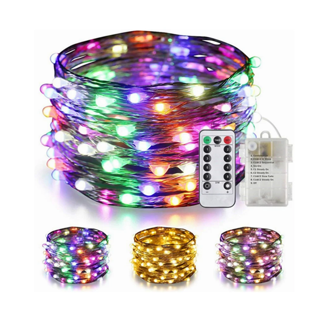 
Wholesale 3AA battery waterproof 8modes remote control Copper Wire LED Fairy String Light for Christmas holiday party decoration 
