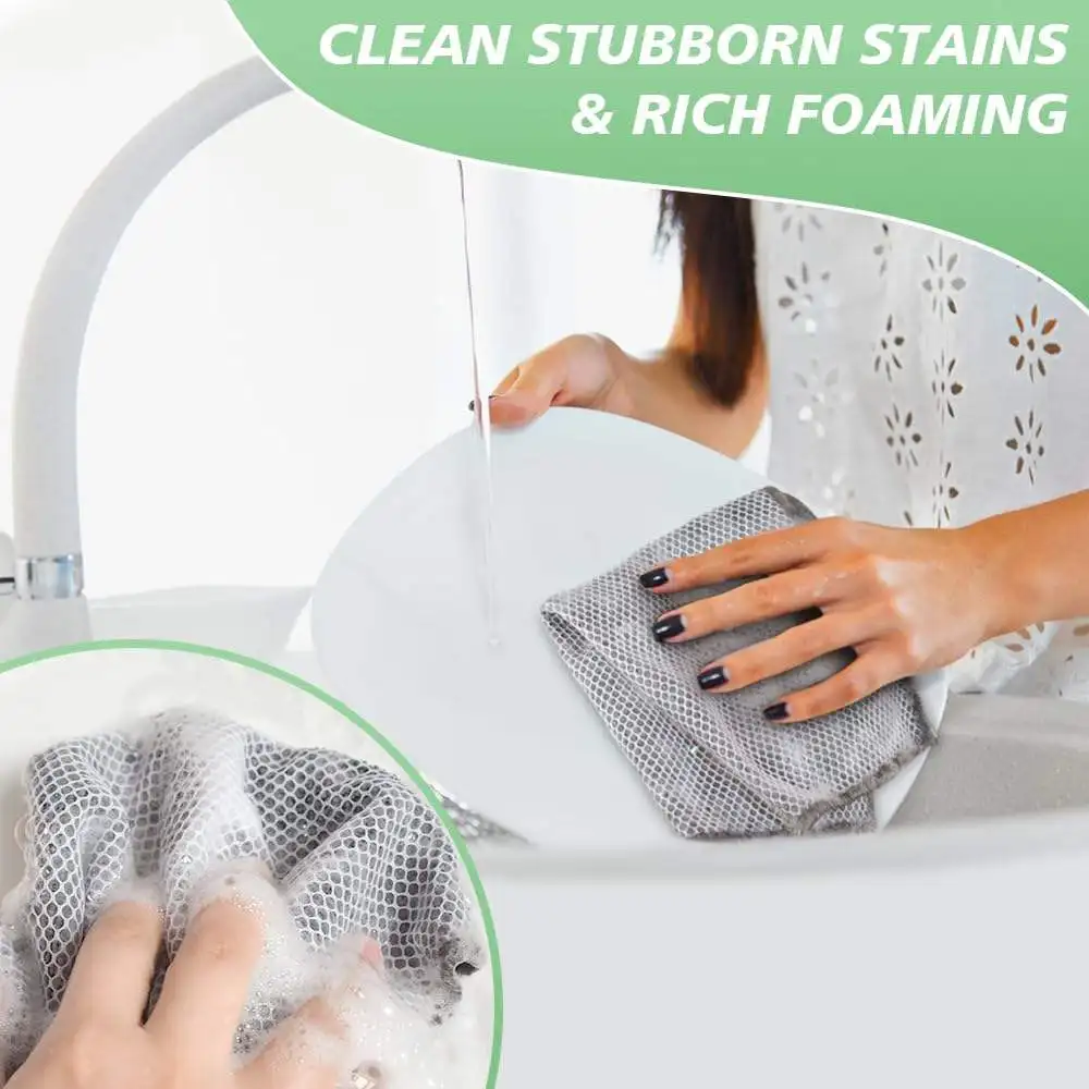 Microfiber Dish Cloths  Kitchen Silver Wire Mesh Scour  Microfiber Scrubbing Dish Cloths Microfiber Cleaning Cloths For