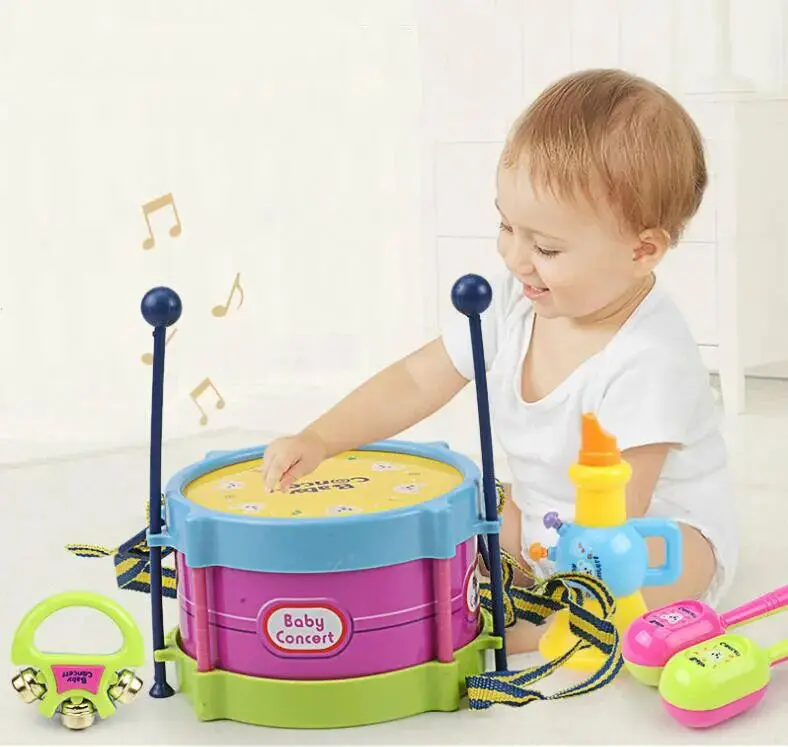 Cute Children Drum Trumpet Toy Music Percussion Instrument Band Kit Early Learning Educational Toy Baby Kids Children Gift