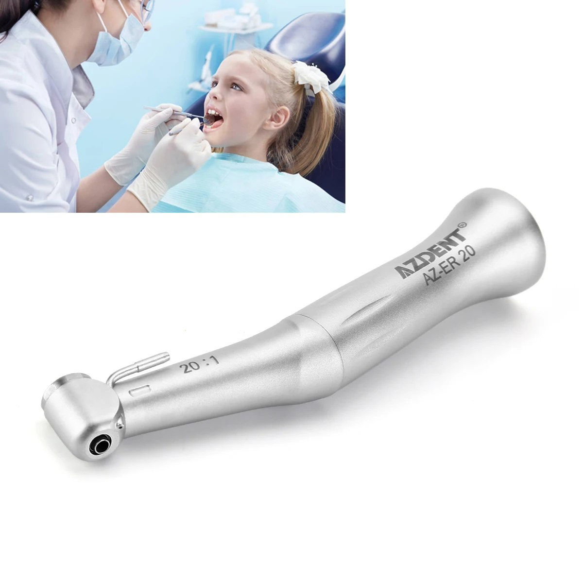 AZDENT 20:1 Reduction Dental Implant Handpiece Low Speed Dental Contra Angle