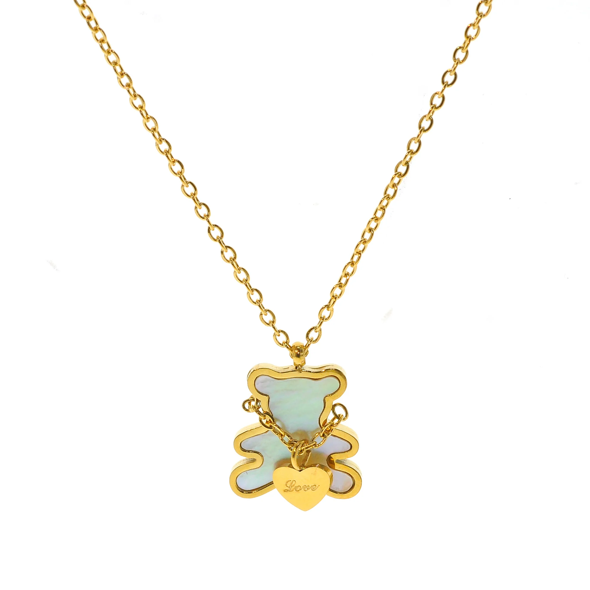 Милая подвеска на цепочке цепочка ключицу милый Мишка в форме сердца позолоченный жемчуг ожерелье Мишки