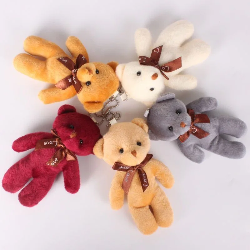 Lot of 12 Mini Soft Stuffed Cotton Teddy Bears Cartoon Style Plush Toys with Keychain Bag Pendant Small Gifts Parties Weddings