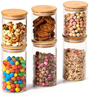 Promotional kitchen storage bottles & jars bamboo glass storage jar airtight