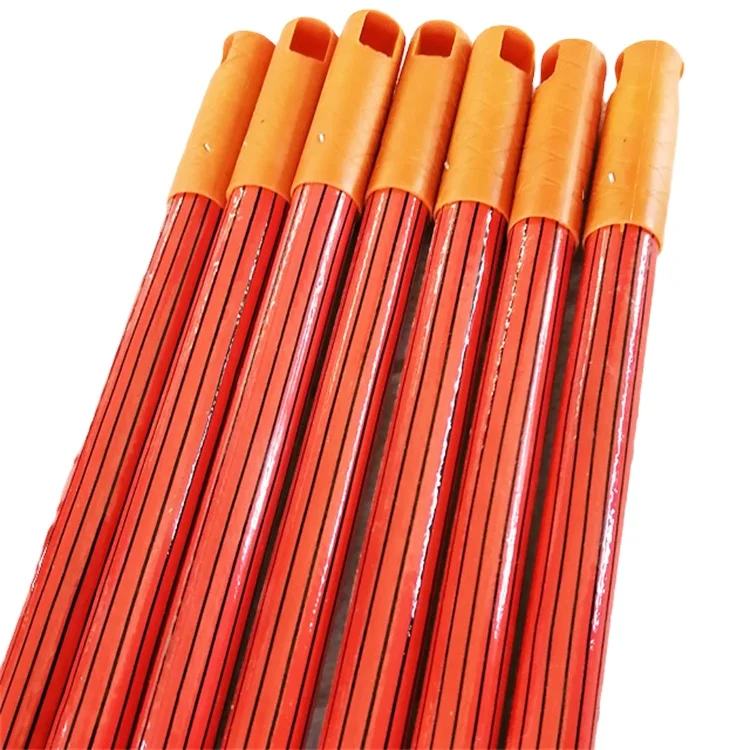 Factory Direct Sale Black Line Design Wooden Broom Handle Cheap PVC Coated Wooden Mop Stick
