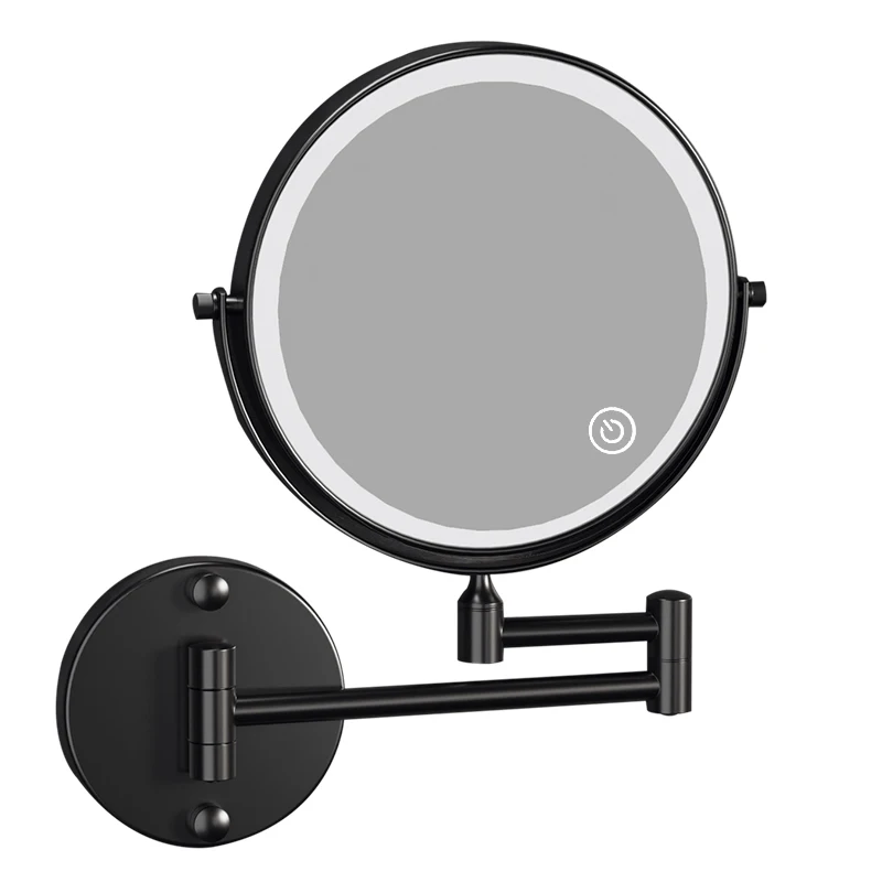 Wall Mounted Extendable Double Sided Swivel Hardwired Corded Magnifier Makeup Vanity Mirror With Lights