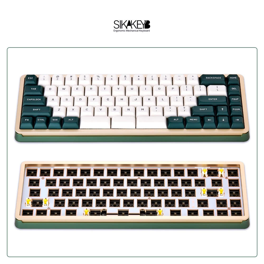 SIKAKEYB SK3 Castle set hot selling rgb backlit diy hotswap blue green Purple metal case 68key 65% aluminium mechanical keyboard