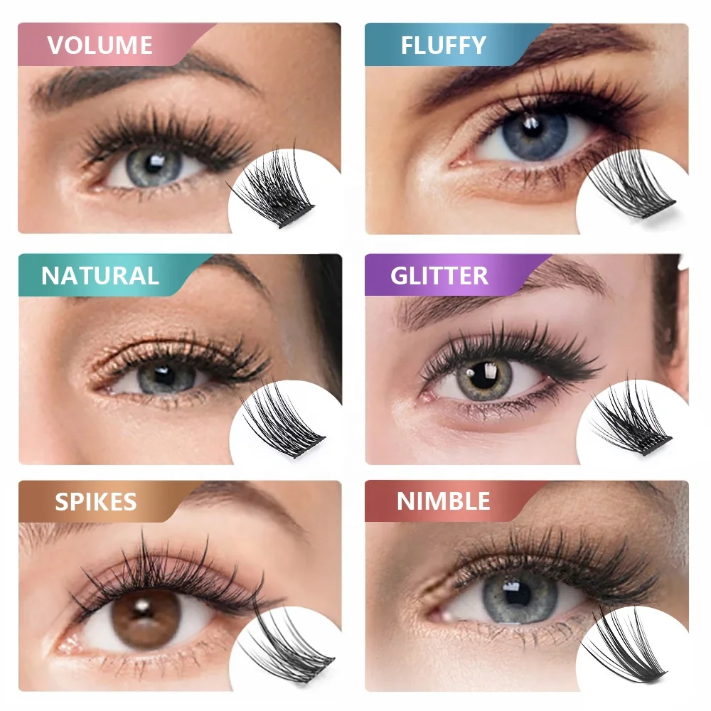 Factory Wholesale DIY Clusters Eyelash Extension Individual 30D/40D Volume Soft Natural Segmented Eyelash With Customize