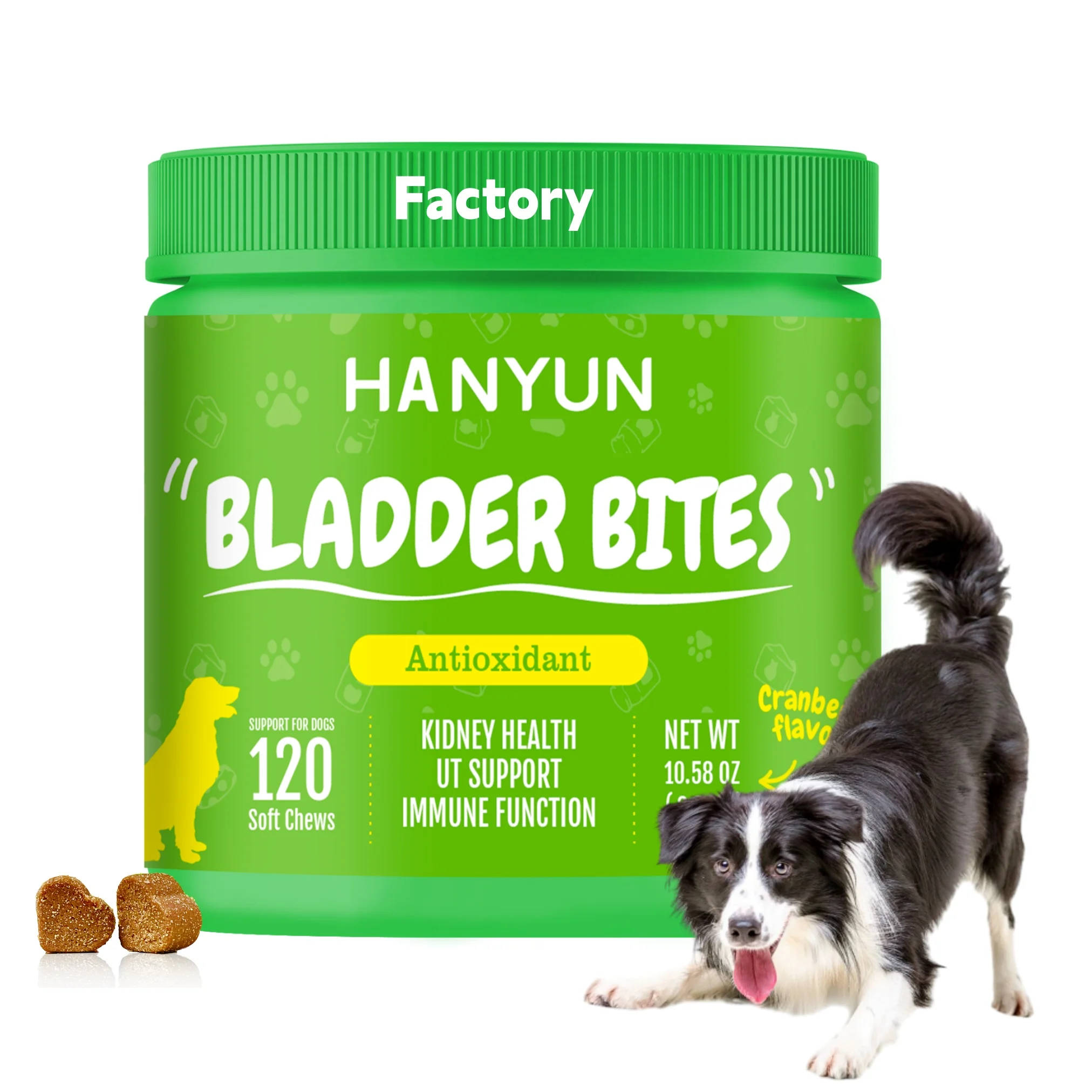 Hanyun 150 Soft Chews Bladder Control Cranberry Supports Bladder Healthy UTI Treatment Food Bladder Infection Relief For Dogs