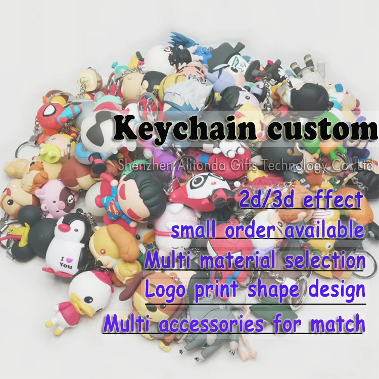 Cute duck animal shape keychain soft pvc keyring custom 3d cartoon figure keychain for promotional gifts