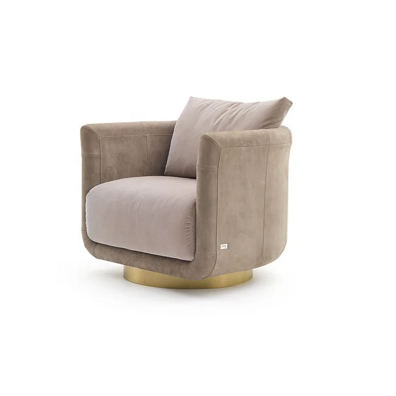 Foshan furniture wholesale sofas Italian style light elegance luxury modern  gold stainless steel round base  hotel furniture