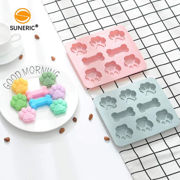 Puppy bone paw biscuit chocolate mould silicone pastry mold for baking dog treats