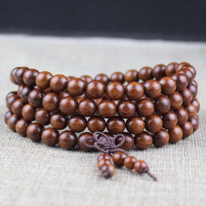 Natural Sandalwood Prayer Wood Beads Bracelet Tibetan Buddha Yoga Meditation Healing Wrap 108 Mala Beads Necklace Bracelet
