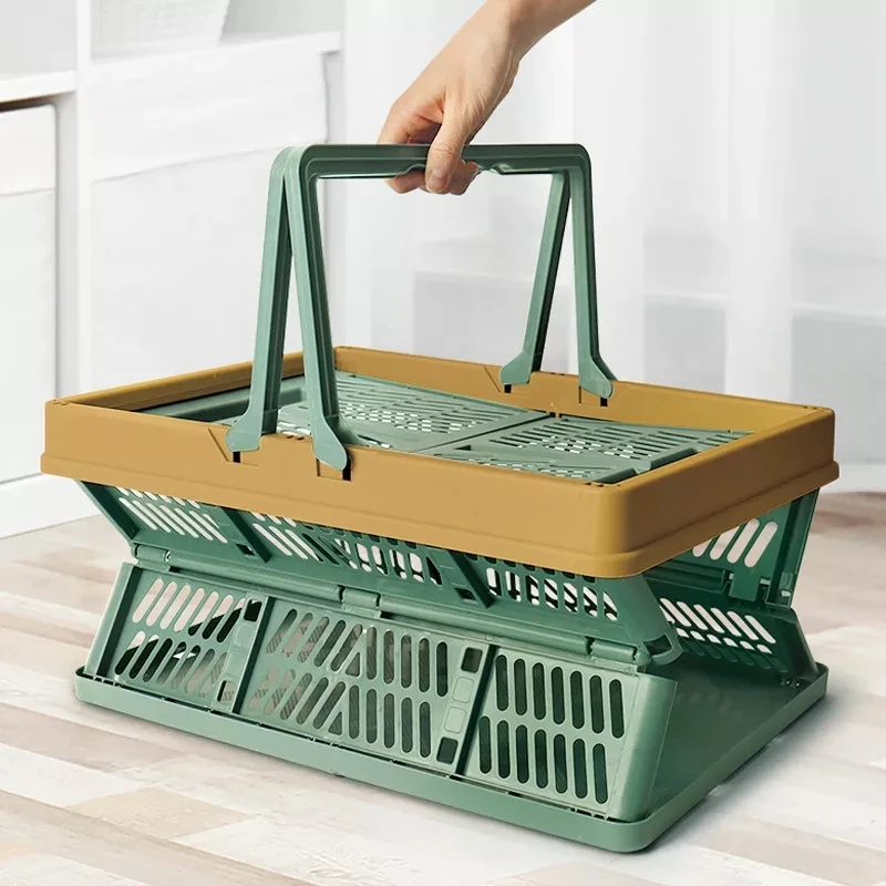 Multipurpose Large Folding Shopping Basket Picnic Bin Convenience Store Organizer Collapsible Laundry Basket