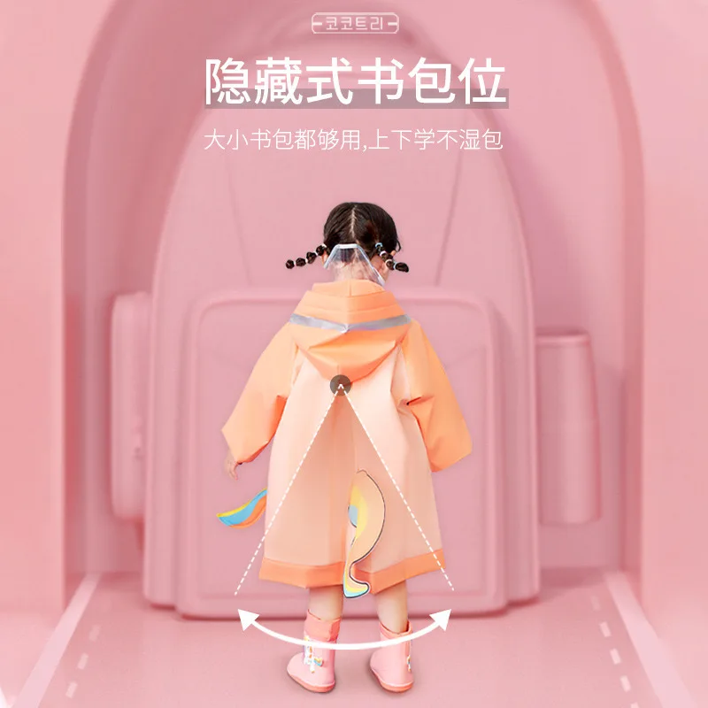 Cute Casual Polyester Kids Waterproof Girls Boys Children Raincoat