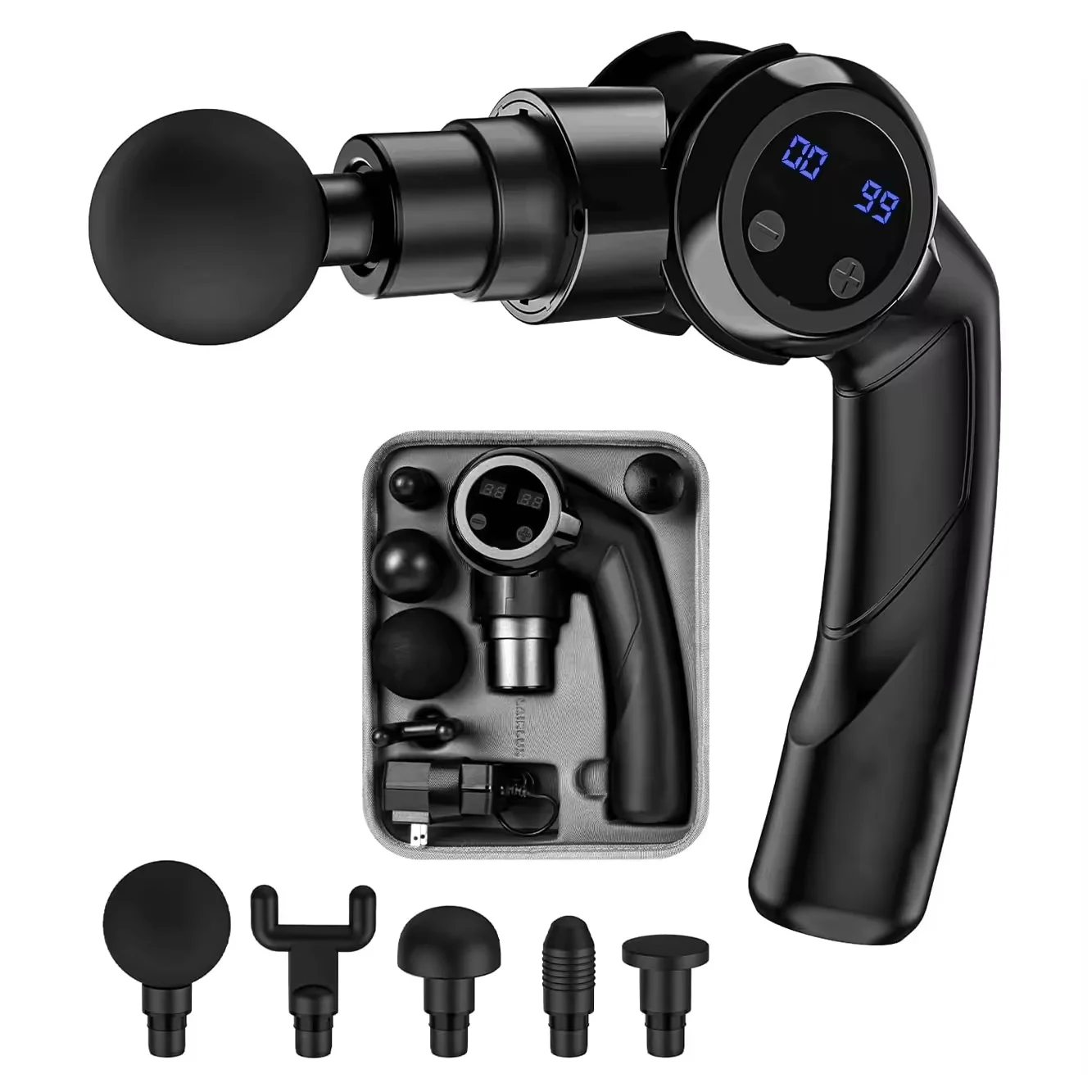 A 180-degree Folding Professional Facial Massager Gun Full Body Muscle Percussion Massage Fascia Chiropractic Massage Tool