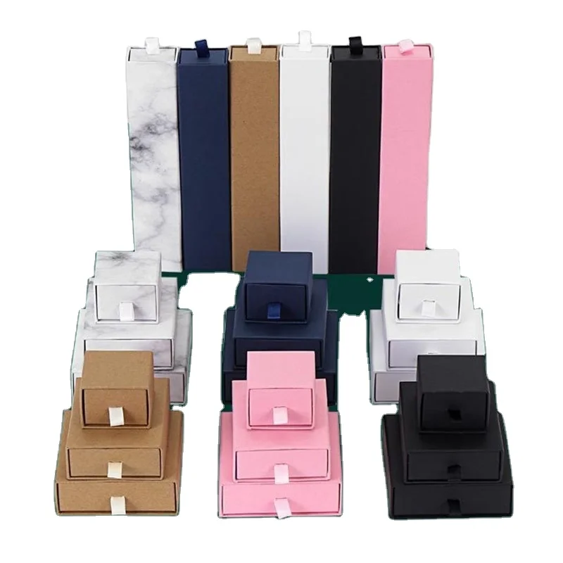 Custom Logo Printed Jewel Packs White Jewelery Pull Put Display Box Jewelry Gift Boxes