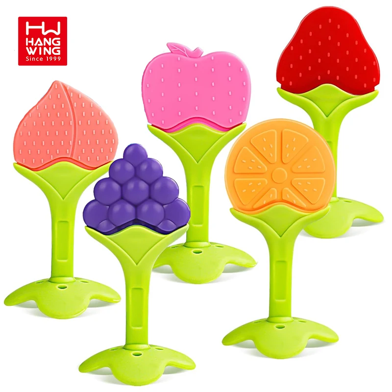 HW 0M+ Teething Toys Babies Keys Set BPA-Free Natural Organic Freezer Safe for Infants and Toddlers Silicone Baby Fruit Teethers