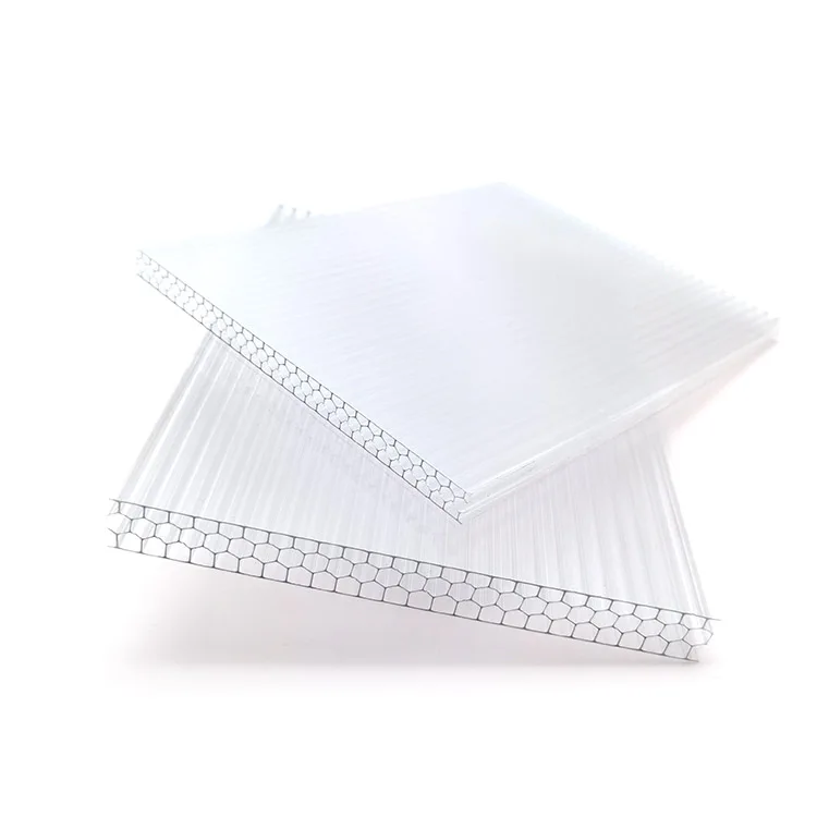 100% Raw Material 16mm thickness clear PC Honeycomb hollow sheet for Wall plate