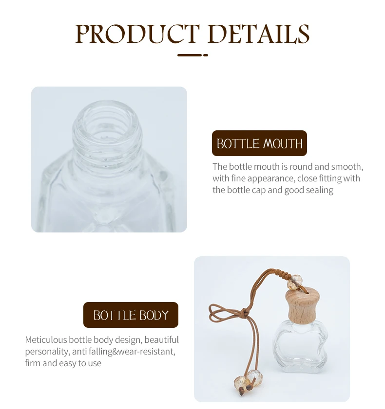 New Arrival 5Ml 8Ml 10Ml 15Ml Glass Wooden Cap Luxury Hanging Car Air Freshener Bottle Diffuser Car Custom Diffuser Bottle