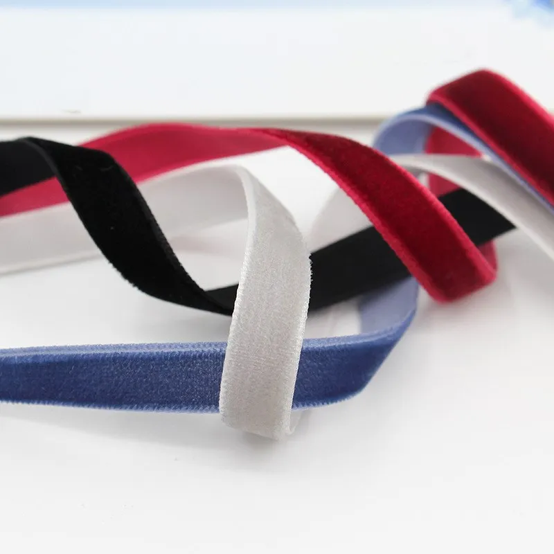 Factory Wholesale solid colour 3mm to 50mm wide super soft nylon velvet ribbon tape for textile accessory