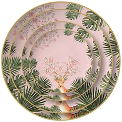 Luxurious wedding bone china tableware set, wapiti design dinner plates
