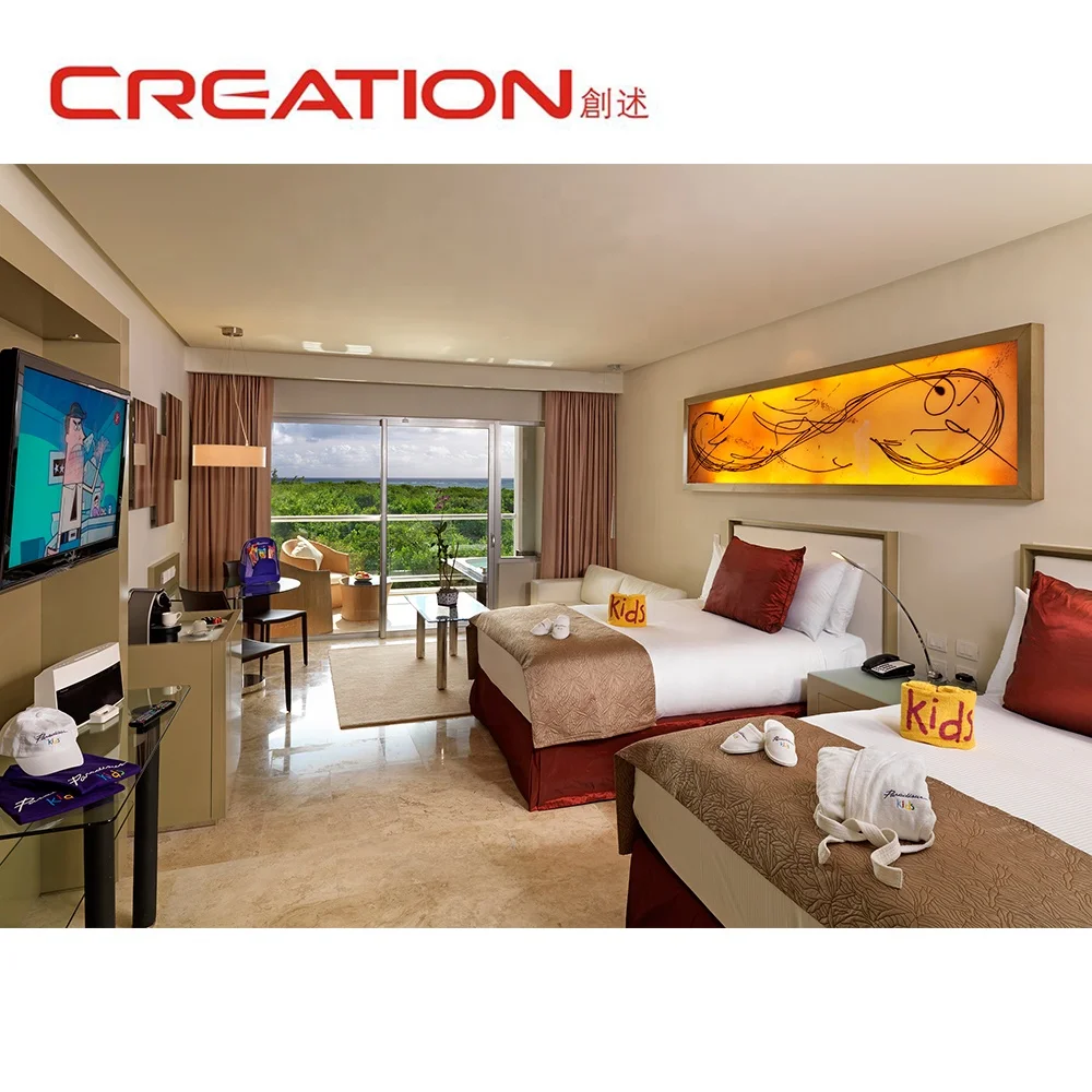 Custom complete set high quality resort hotel furniture bedroom double
