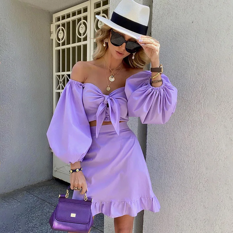 
Fall clothing for women must buy fashion women sexy ladies ruffle sleeve crop top factory low price tube tops for parties 