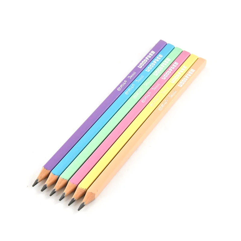 Square Shaped Pastel Seriese Woodfree HB No.2 Pencil for School and Office Made of Plastic Eco Friendly