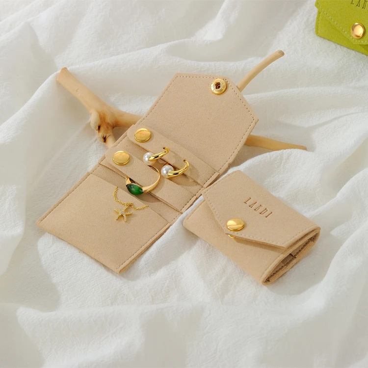 Custom Logo Multiple Function Earrings Ring Necklace Pouches Microfiber Mini Jewelry Packaging Storage Organizer Bag