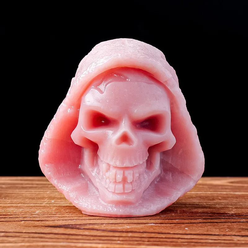 Wholesale Natural Pink Opal Carving Crystal Raw Stone Polished Death Skulls For Halloween