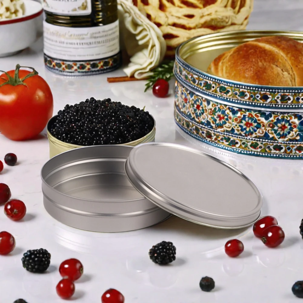 Серебро 500g250g125g50g30g10g заводской производитель оптовая продажа металлических жестяных банок для икры дистрибьюторы бренды