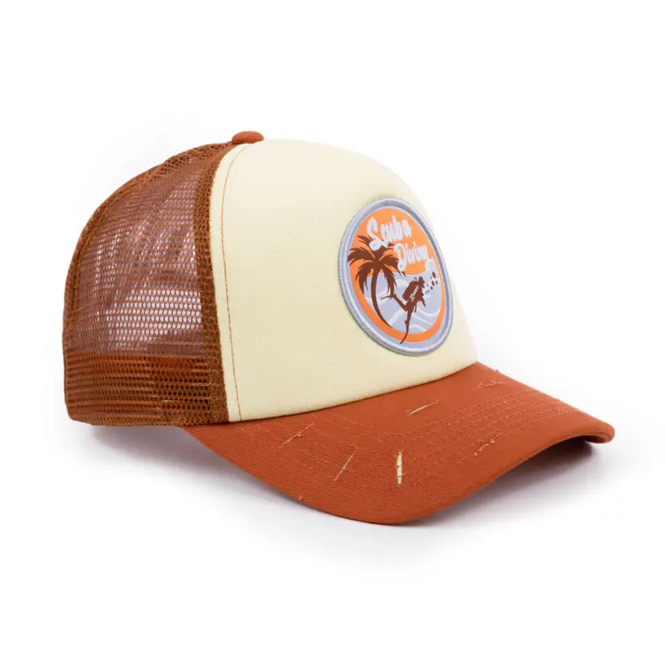 High Quality Women Blank Foam Mesh Baseball Gorra Custom 3D Embroidery Patch Vintage Distressed Trucker Hat Cap Wholesale