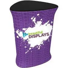 Portable aluminum promotion trade show table tension fabric oval counter table for Promotion and Advertising